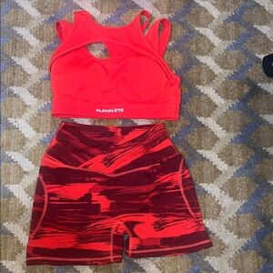 Alphalete Fiery Red Activewear Set size small